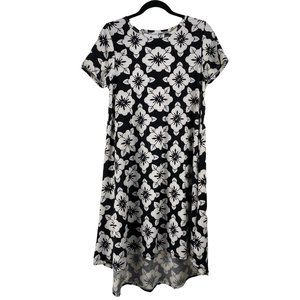 LulaRoe Black and White short sleeve Hi-Low Dress - Hawaiian Floral - Size S